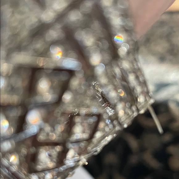 Silver Geometric Crystal Art Deco Cuff Stretch Bracelet - Picture 11 of 11